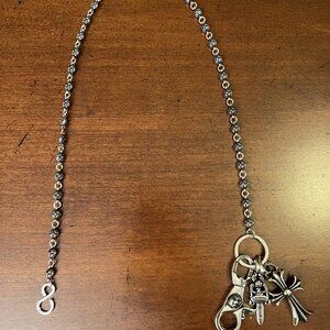 CHROME HEARTS Wallet Chain 925 Silver Cross + Dagger Single Clasp Polished